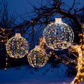 Gymax Set of 3 Christmas Globe Light Hanging Tree Light Ball Decor w/ Steel Frame & LED Lights