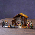 HKEJIAOI Hand Painted Resin Nativity Set, 12-Piece Christmas Manger Scene Ornaments for Home Tabletop Decoration, Religious Holiday Display