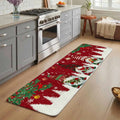 Hallway Runner Rug 31.5"x78.7",Christmas Gnomes Absorbent Non Slip Indoor Outdoor Carpet,Red Joy Pine Branches Cardinal Birds Low Profile Runner Rugs for Corridor Kitchen Laundry Room Entryway