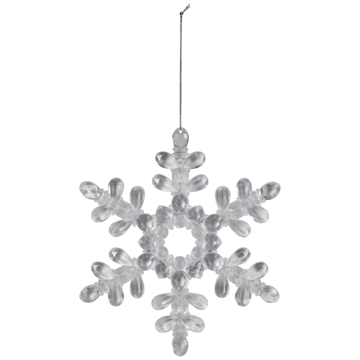 Hanging Acrylic Snowflake Christmas Ornaments - 7" - Clear - Set of 6