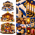 Hanukkah Family Light Building Block Display Set, Lighted Buildable Holiday Decor with Detailed Mini Figures, Seasonal Symbols and Tabletop Display Design, Hanukkah Family