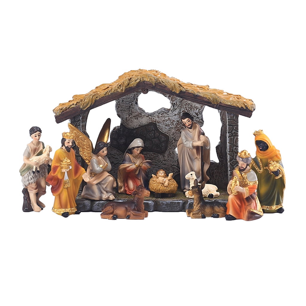 HeroNeo Christmas Nativity Figurine Set Jesus Nativity Manger Scene Kit Ornament