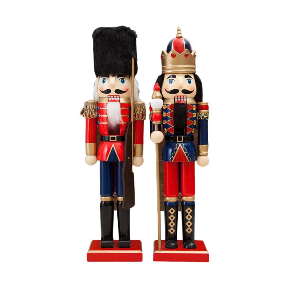 Hfppkn 38CM Wooden Nutcracker Soldier Figurine Classic Christmas Decor for Home Office 38cm