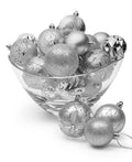 Holiday Lane Cozy Christmas Set of 27 Shatterproof Silver-Tone Ball Ornaments