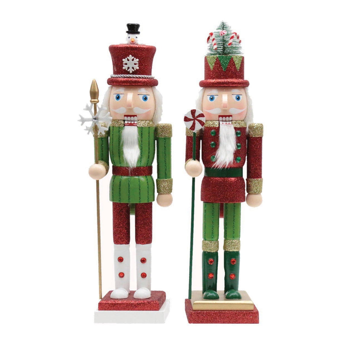 Home Indoor Occasional Decorative 15" Christmas Surprise Nutcracker, Set of 2