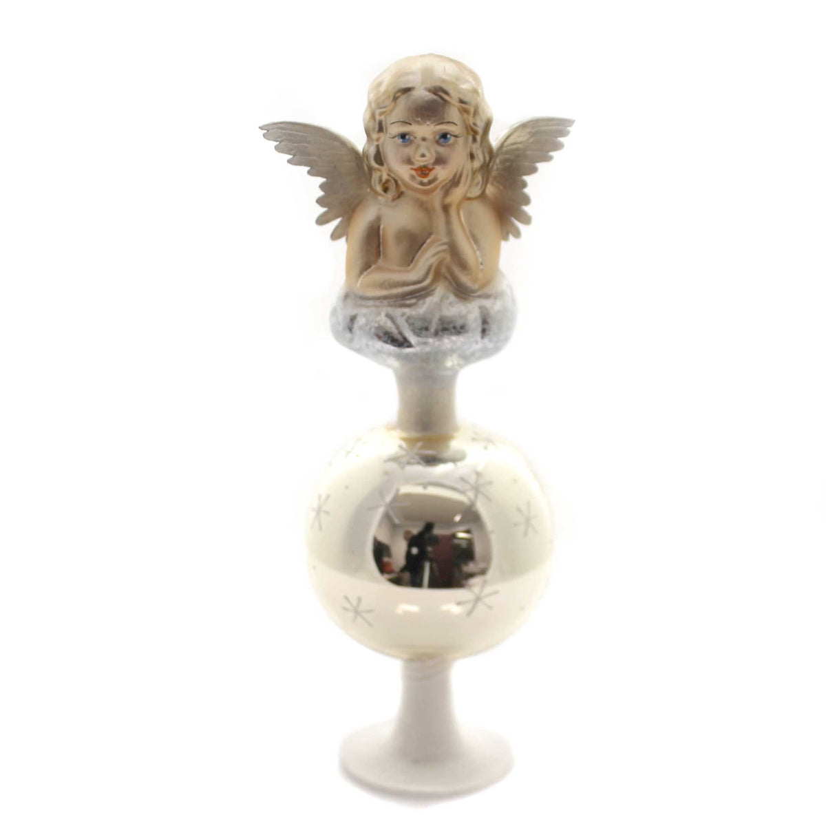 Inge Glas Antique Angel Finial Glass Germany Tree Topper 10039S014