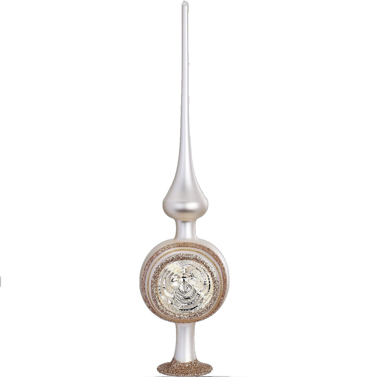 Inge Glas Classic Reflex Champagne German Glass Christmas Tree Topper 13 Inch