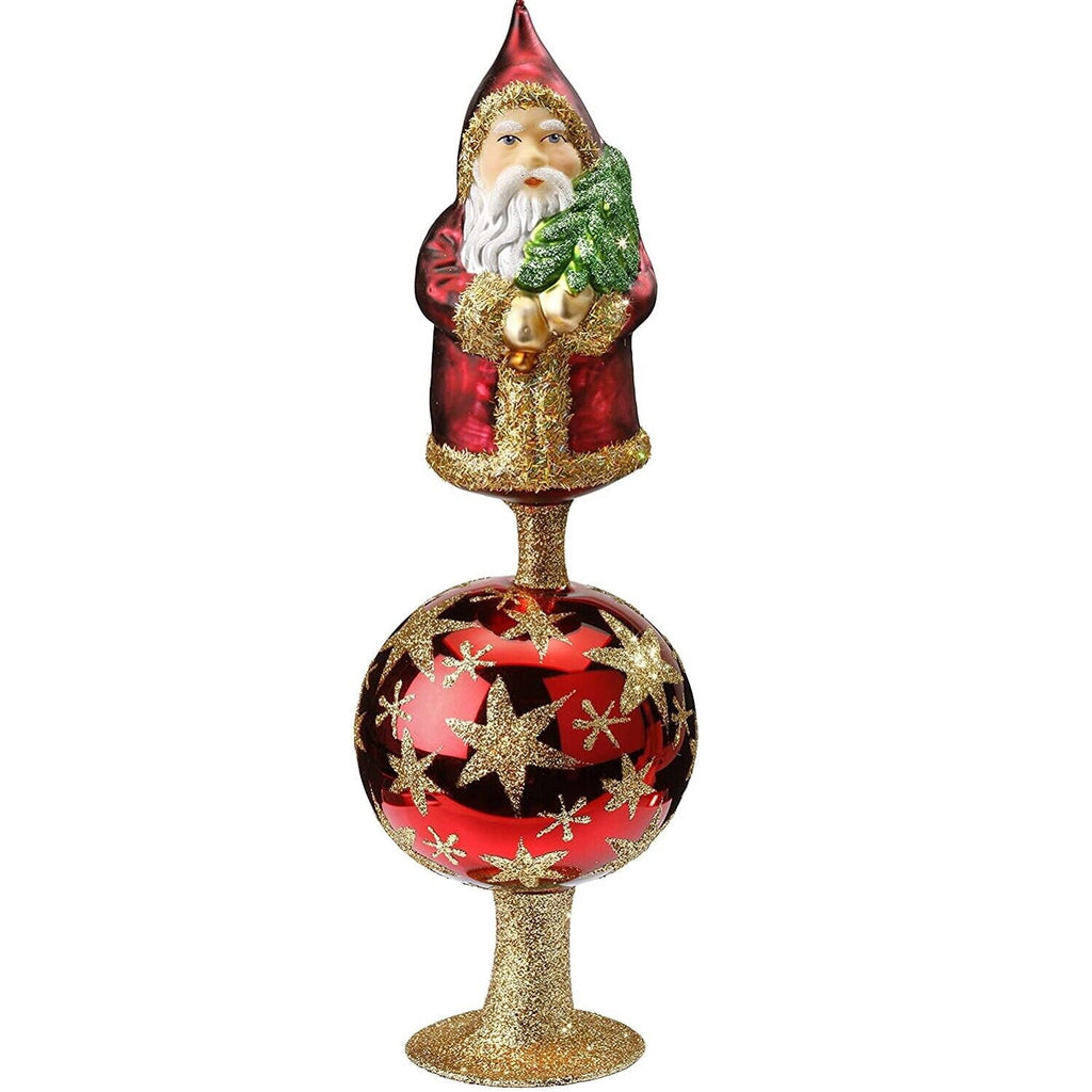 Inge Glas St Nikolaus Tannenbaum Red Santa German Glass Christmas Tree Topper