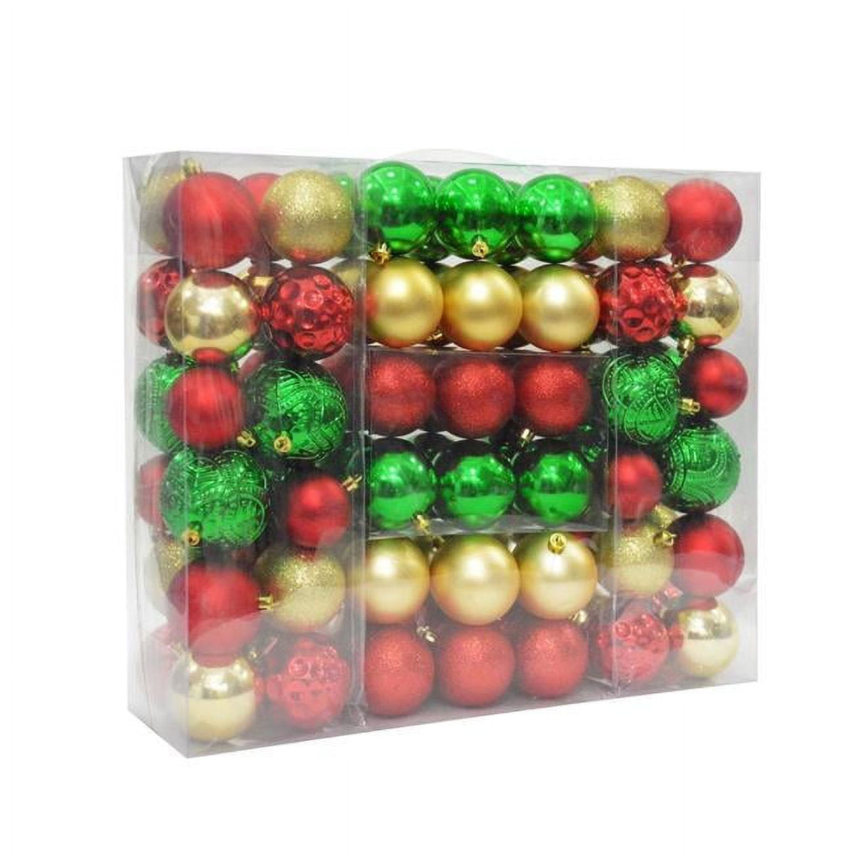 Jeco 84 Piece Shatterproof Plastic Christmas Ornament Set in Red/ Green/ Gold