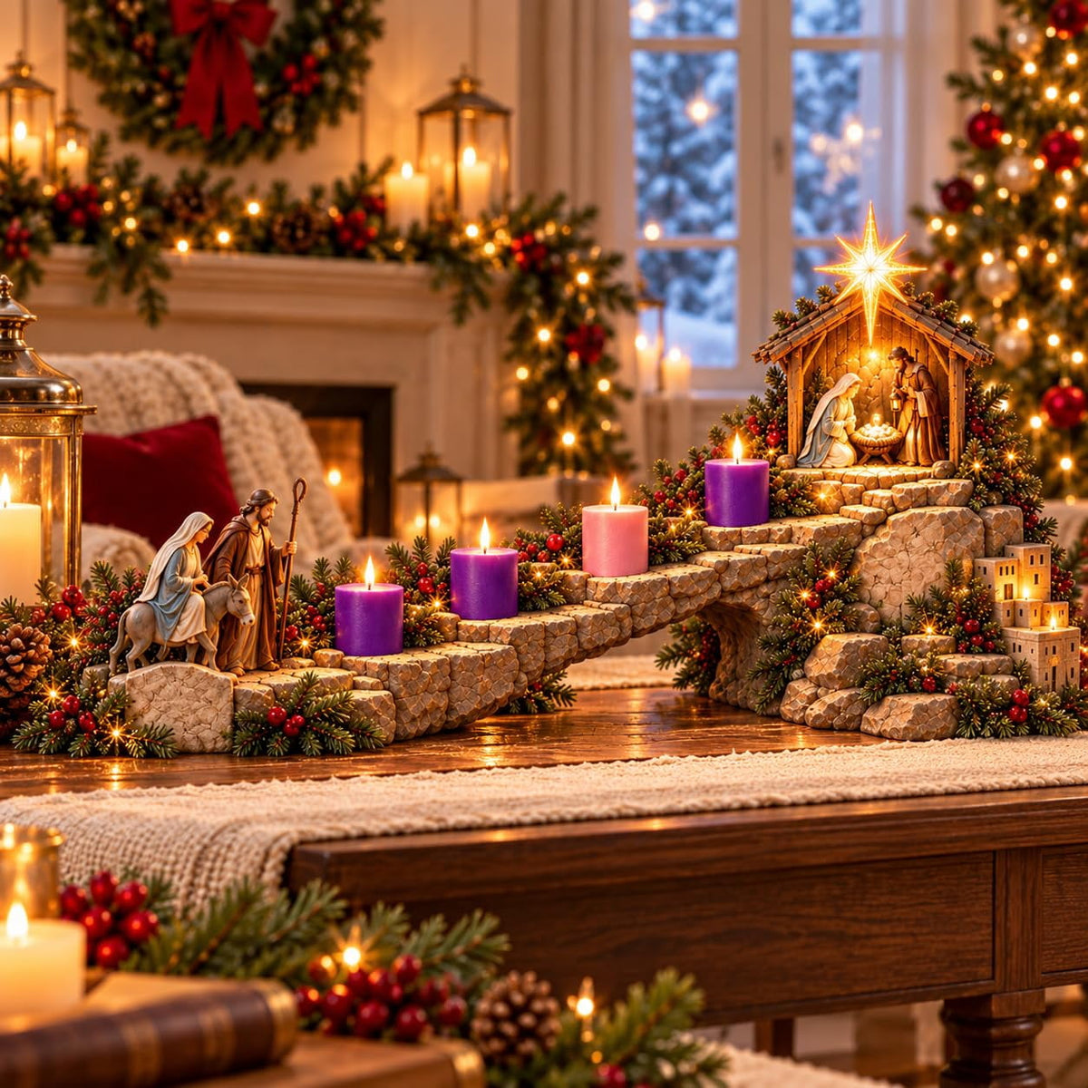 Journey to Bethlehem Lighted Advent Nativity Path – Christian Christmas Decor, 4-Week Lighted Advent Display & Faith-Inspired Gift