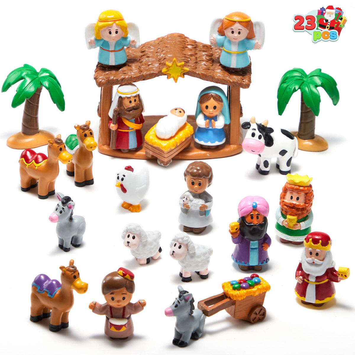 Joyfy Christmas Advent Calendar 2026 Nativity Figurine Set,Christmas Countdown Nativity Scene Set for Kids Boys Girls,24 PCS Nativity Advent Calendar