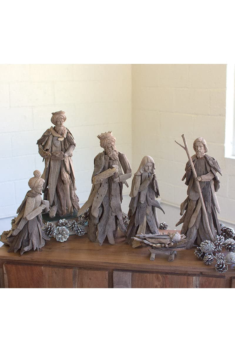 SET OF SIX DRIFTWOOD NATIVITY SET