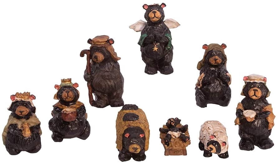 Kurt Adler 4-Inch Resin Nativity Bear Set of 9 Pieces