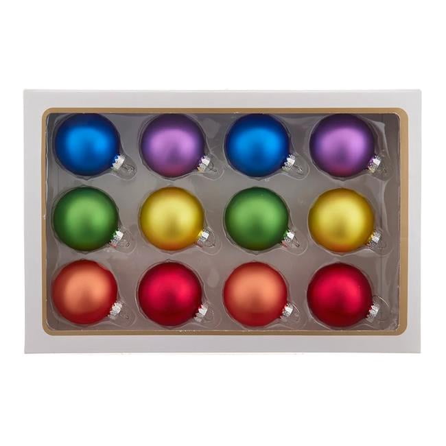 Kurt S. Adler 12 Piece 60 mm Glass Rainbow Ball Ornament Set - Multi Color