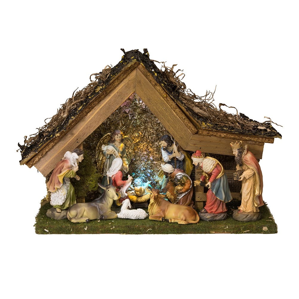 Kurt S. Adler Nativity Scenes Lights Up Multicolor, 15.00 x 5.90 x 9.50 Inches