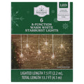Indoor/Outdoor 6-Count LED 8-Function Starburst Christmas String Lights, Warm White, Transparent Wire, 7.5', by Holiday Time