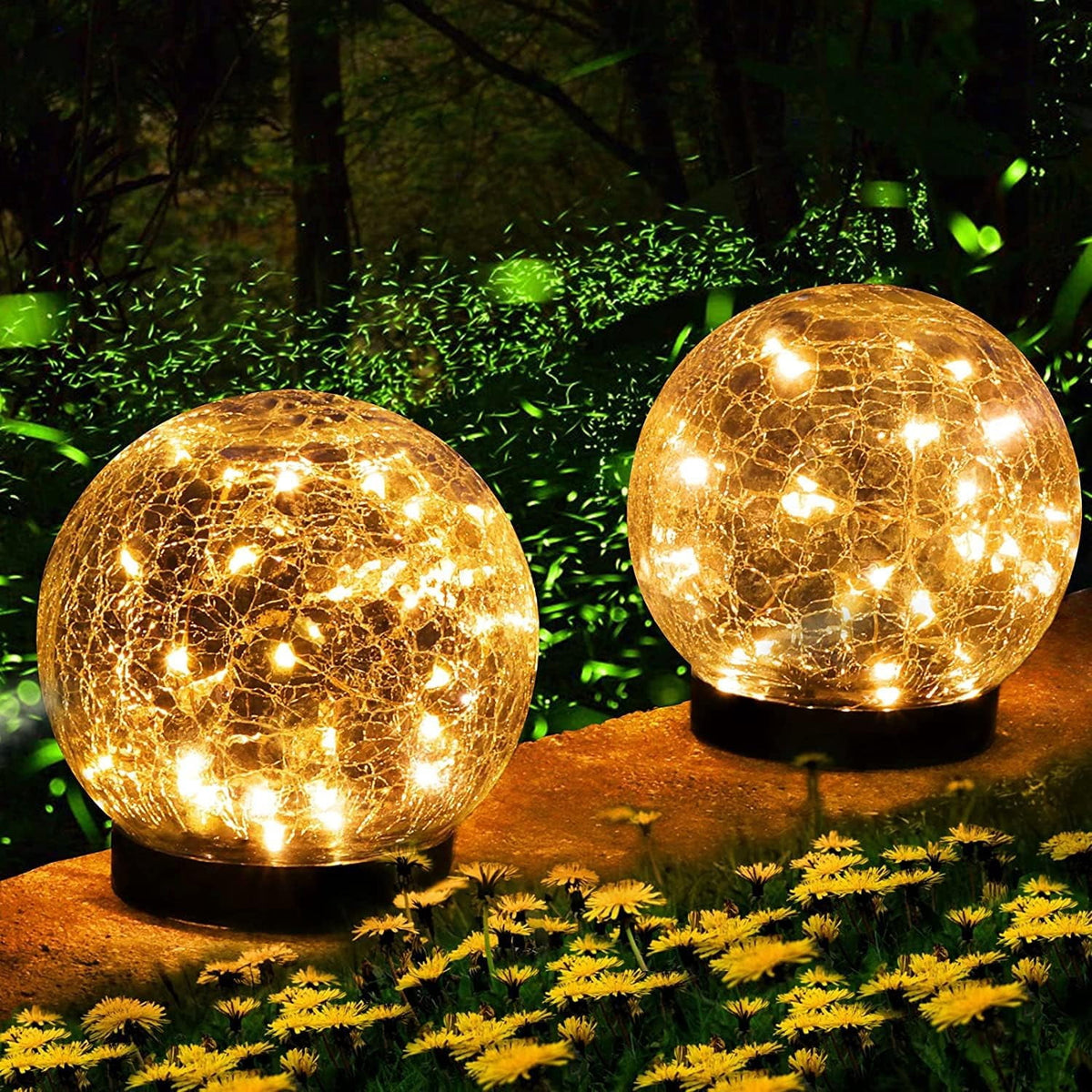 LINLIN Crackle Glass Ball Lights, Globes Solar Garden Lights Waterproof Auto ON/Off for Flowerbed Path Patio Lawn Christmas Ornaments Lights