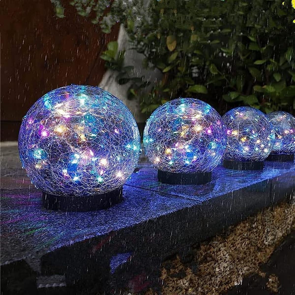 LINLIN Crackle Glass Ball Lights, Globes Solar Garden Lights Waterproof Auto ON/Off for Flowerbed Path Patio Lawn Christmas Ornaments Lights