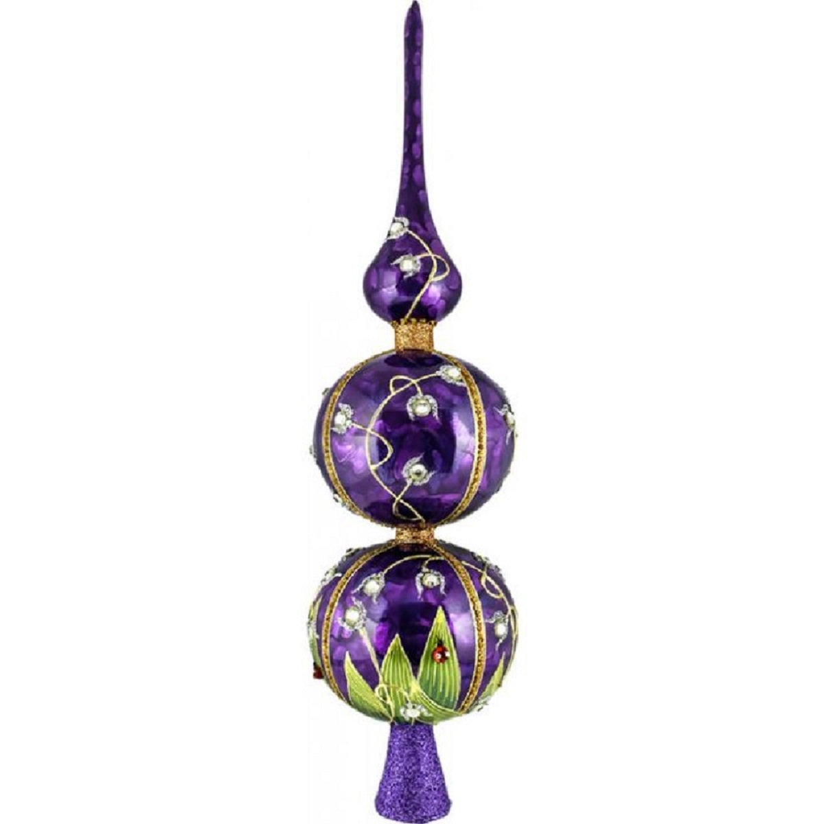 Ladybug Finial Polish Glass Christmas Tree Topper