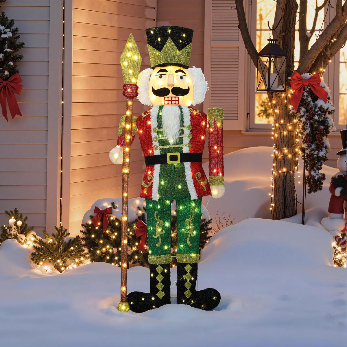 Langford Pre-lit 4ft Glittery Nutcracker Soldier Christmas Decoration