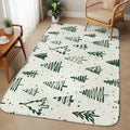 Large Area Rug 63"x78.7",Christmas Tree Absorbent Non Slip Indoor Outdoor Carpet,Xmas Green Cartoon Tree Snowflakes Farmhouse Low Profile Floor Rug Doormat for Living Room Dining Room Bedroom Office