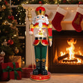 Large Christmas Nutcracker-Christmas Tree Autorotation Elk Santa Claus,King electric tabletop ornament, a sturdy wooden nutcracker King with snow global built-in rotating flying deer for home deco