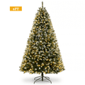 Legooin 6FT Pre-lit Christmas Tree Flocked Artificial Xmas Tree with 800 Branch Tips, 300 LED Lights, 51 Pinecones, for Christmas Holiday Decor, Green