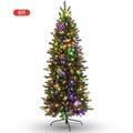 Legooin 6ft Pre-lit Slim Christmas Tree Skinny Hinged Artificial Xmas Tree with 250 Color-Changing Lights+957 Branch Tips