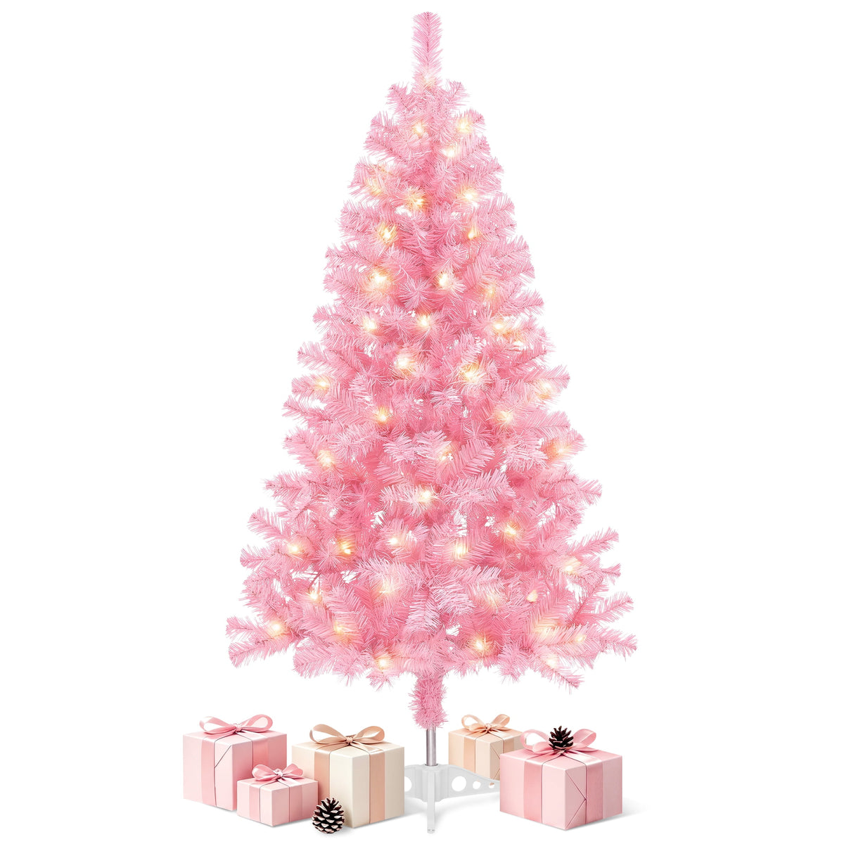 Leyaron Christmas Tree with Lights, 4FT Artificial Small Mini Christmas Tree Decorations for Indoor Holiday Xmas Home Decor, Green