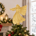 Lighted Angel Christmas Tree Topper with 6 Projection Modes and Rotating 3D Glitter Projector