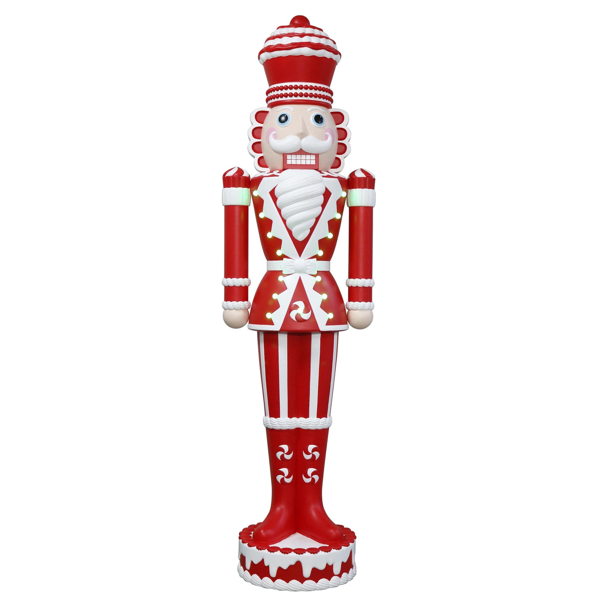 Lighted Candy Nutcracker White and Red Christmas Decoration, 72in