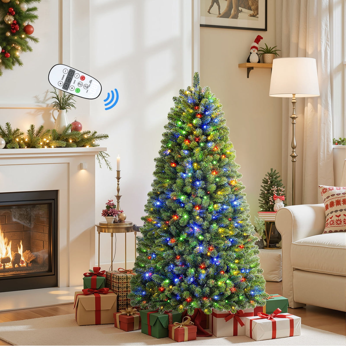 Lolsea 4.5ft Prelit Artificial Christmas Tree w/ Remote Control and Warm White & Color Changing Lights