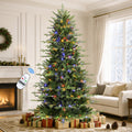 Lolsea 7ft Prelit Aspen Noble Fir Artificial Christmas Tree with Realistic PE Foliage, Warm White & Multi-Color Lights and Remote Control