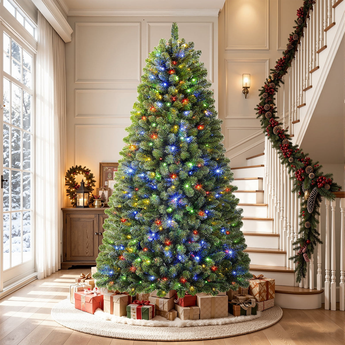 Lolsea 4.5ft Prelit Artificial Christmas Tree w/ Remote Control and Warm White & Color Changing Lights