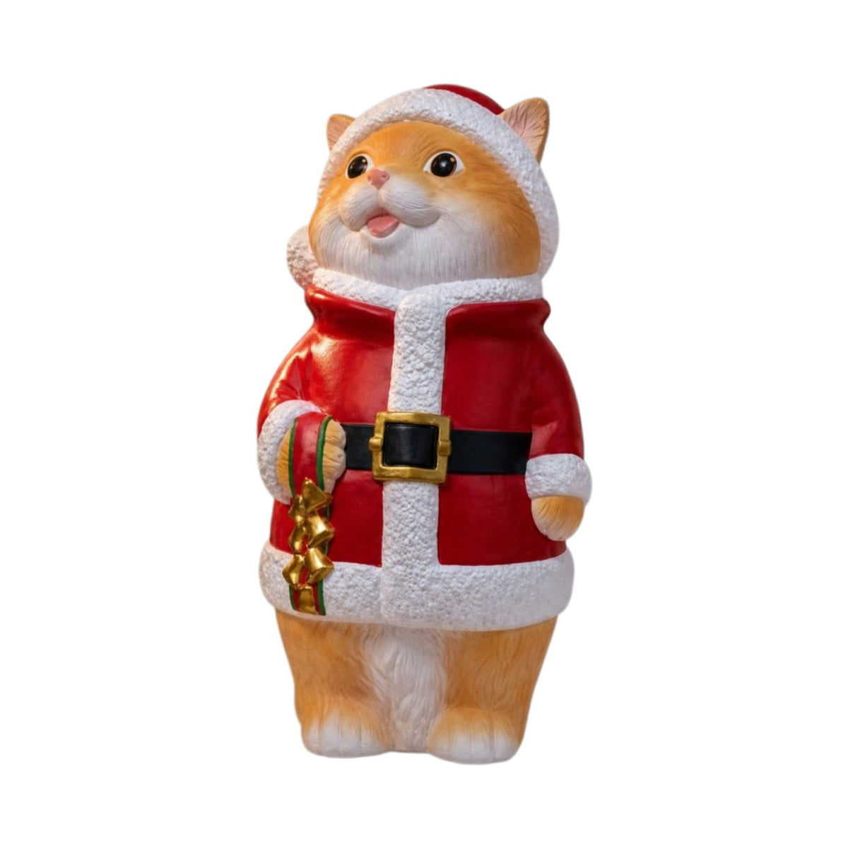 Luckky Lighted Christmas Dog Resin Statue, Santa Hat and Scarf Dog Figurine, 7.87 Inch, Multi-Color LED Lights, Indoor Outdoor Holiday Decor