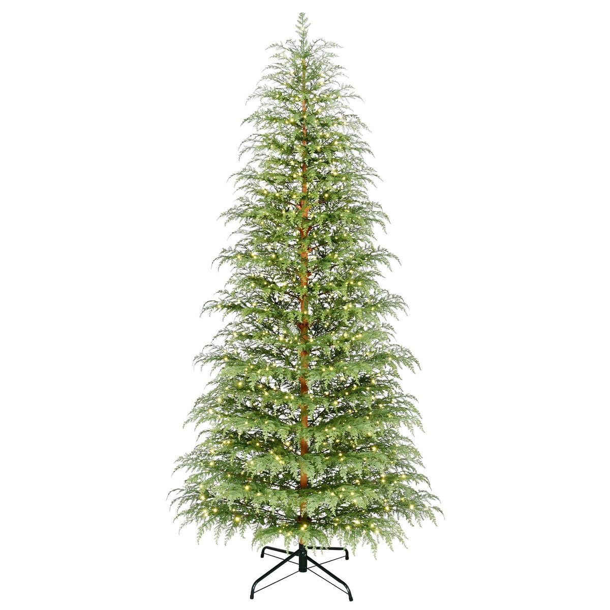 My Texas House 9' Pre-Lit Cypress Green Artificial Christmas Tree with 600 Warm White Twinkle LED Lights and Stand