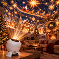 Magical Christmas Projection Night Light, USB Powered Holiday Projector with Festive Wall and Ceiling Effects for Bedroom, Living Room and Christmas Party Ambiance