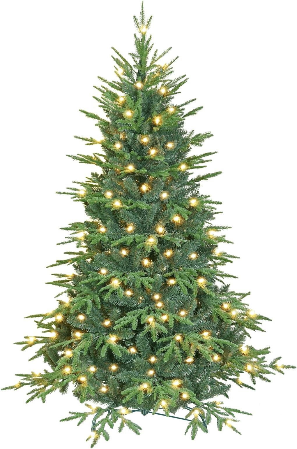 Makeatree 4ft Prelit Artificial Christmas Tree Realistic Fir Xmas Tree with 907 PE PVC Tips & 150 Lights Green & Foldable Base
