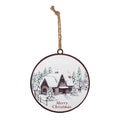 Melrose 86098 Winter Scene Disc Ornament, 6-inch Diameter, Iron