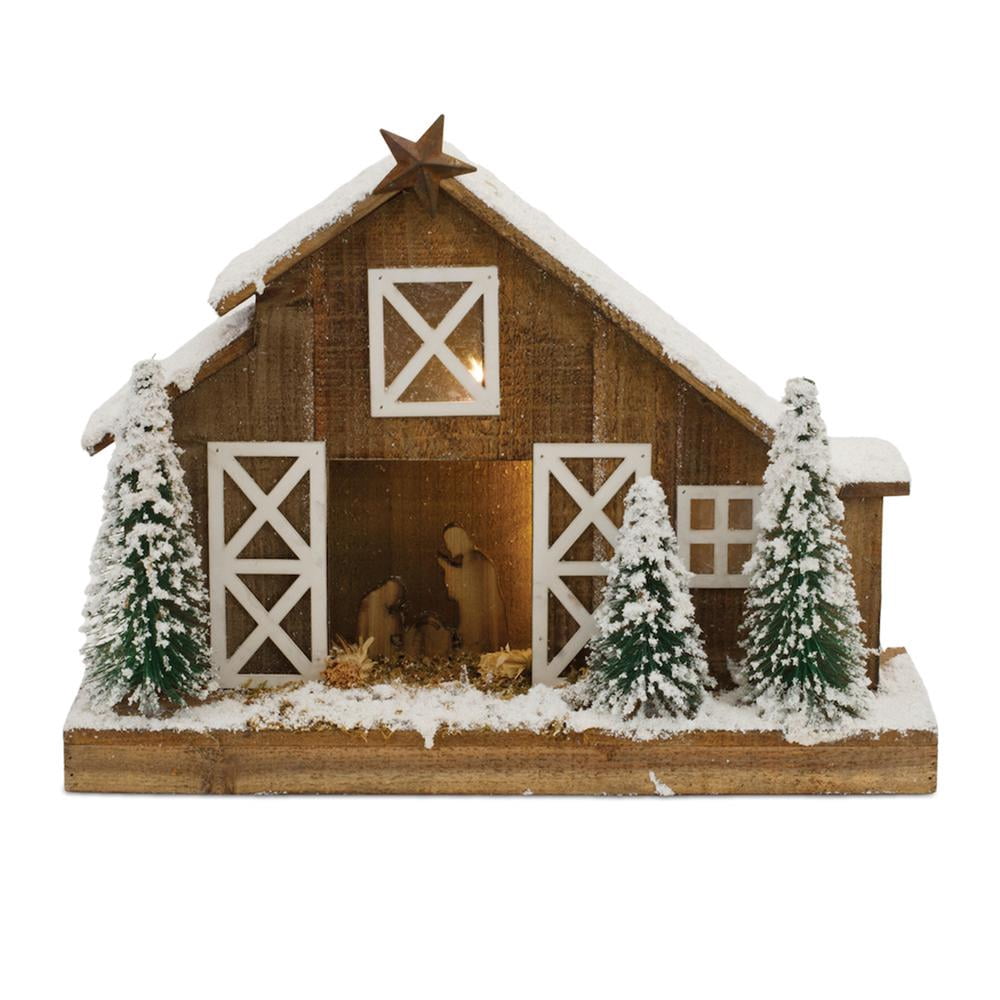 Melrose International LLC Holy Family w/Stable 19.5"L x 15"H Wood