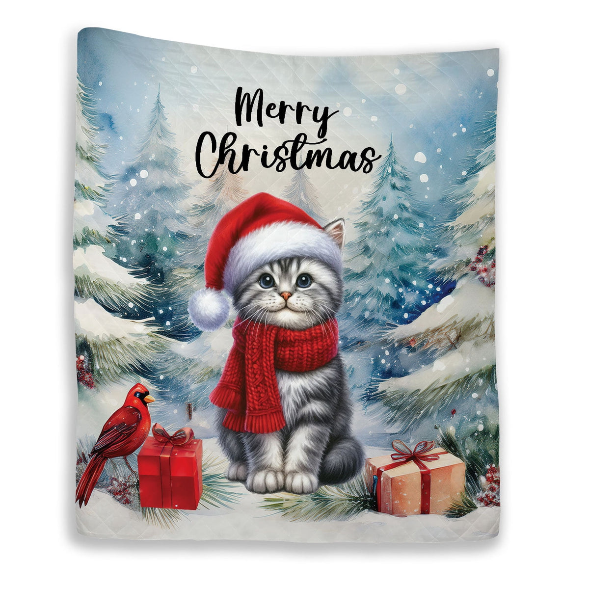 Merry Christmas Sphynx Enjoys Catmas Winter Xmas Holiday Quilt Bedding Set Cat Lover Kitten Owner Gifts Idea 1 Blanket Bed Cover 2 Pillowcases - 02022