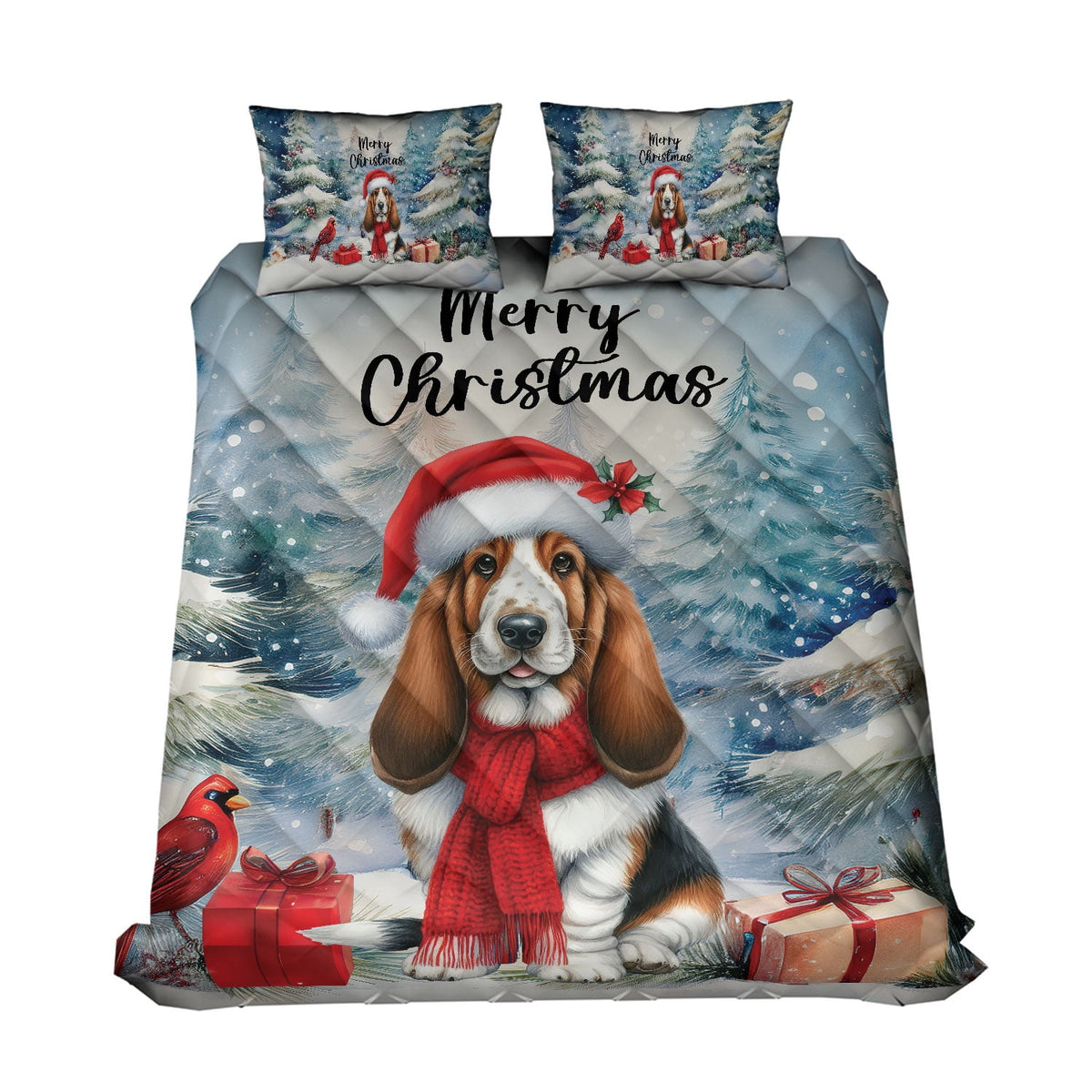 Merry Christmas French Bulldog Enjoys Woofmas Winter Xmas Holiday Quilt Bedding Set Dog Lover Gifts 1 Blanket Bed Cover 2 Pillowcases - 02022