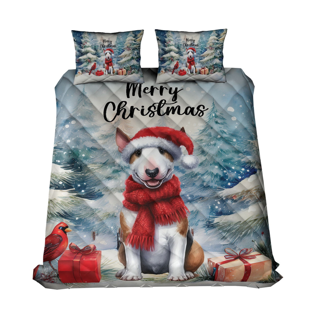 Merry Christmas French Bulldog Enjoys Woofmas Winter Xmas Holiday Quilt Bedding Set Dog Lover Gifts 1 Blanket Bed Cover 2 Pillowcases - 02022