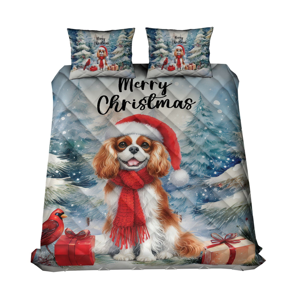 Merry Christmas French Bulldog Enjoys Woofmas Winter Xmas Holiday Quilt Bedding Set Dog Lover Gifts 1 Blanket Bed Cover 2 Pillowcases - 02022