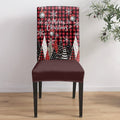 Merry Christmas Dining Chair Covers Set of 8, Winter Farmhouse Pine Tree Snowflake Red Plaid Chair Covers for Dining Room Removable Seat Protectors Slipcovers for Home Party Wedding Banquet