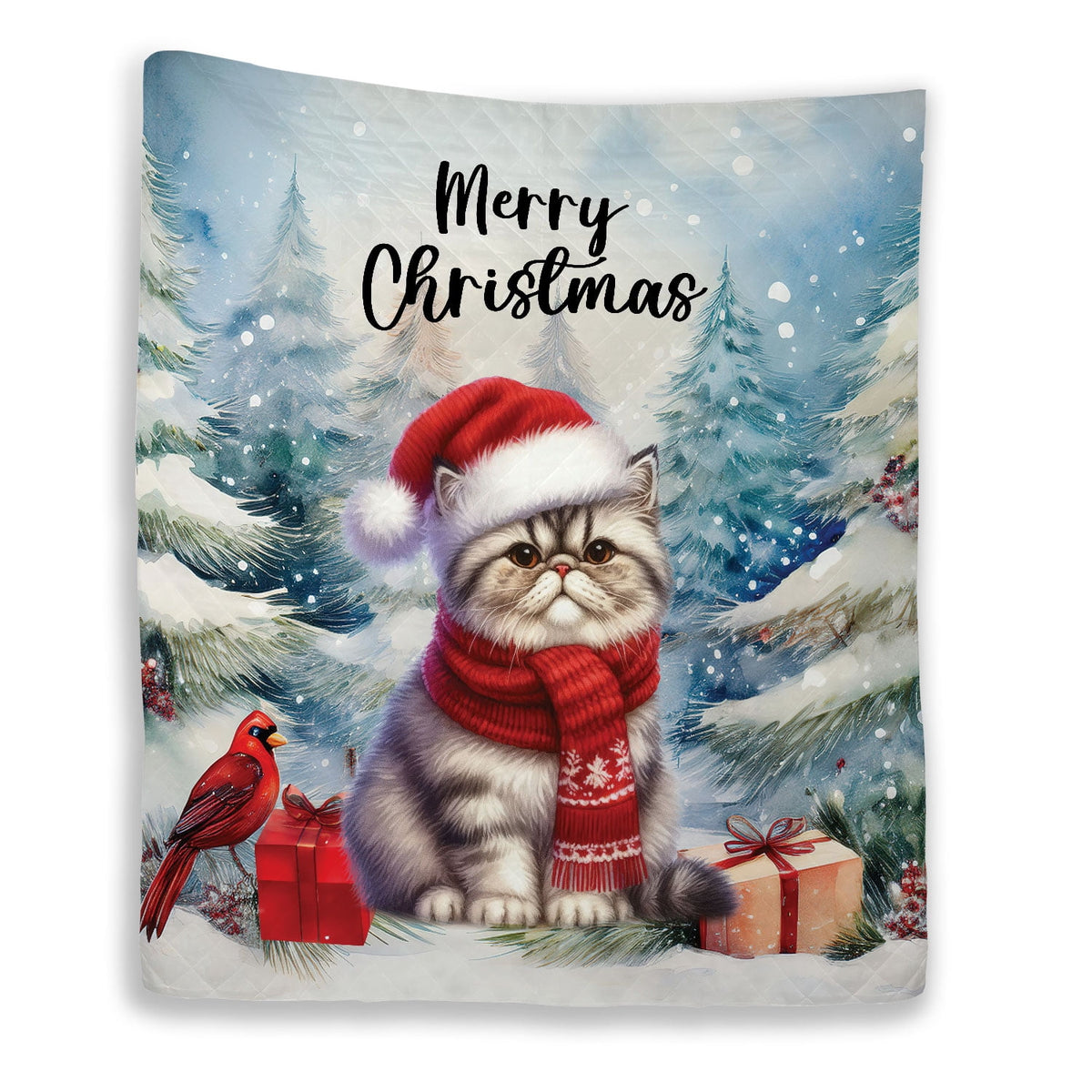 Merry Christmas Sphynx Enjoys Catmas Winter Xmas Holiday Quilt Bedding Set Cat Lover Kitten Owner Gifts Idea 1 Blanket Bed Cover 2 Pillowcases - 02022