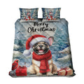 Merry Christmas French Bulldog Enjoys Woofmas Winter Xmas Holiday Quilt Bedding Set Dog Lover Gifts 1 Blanket Bed Cover 2 Pillowcases - 02022