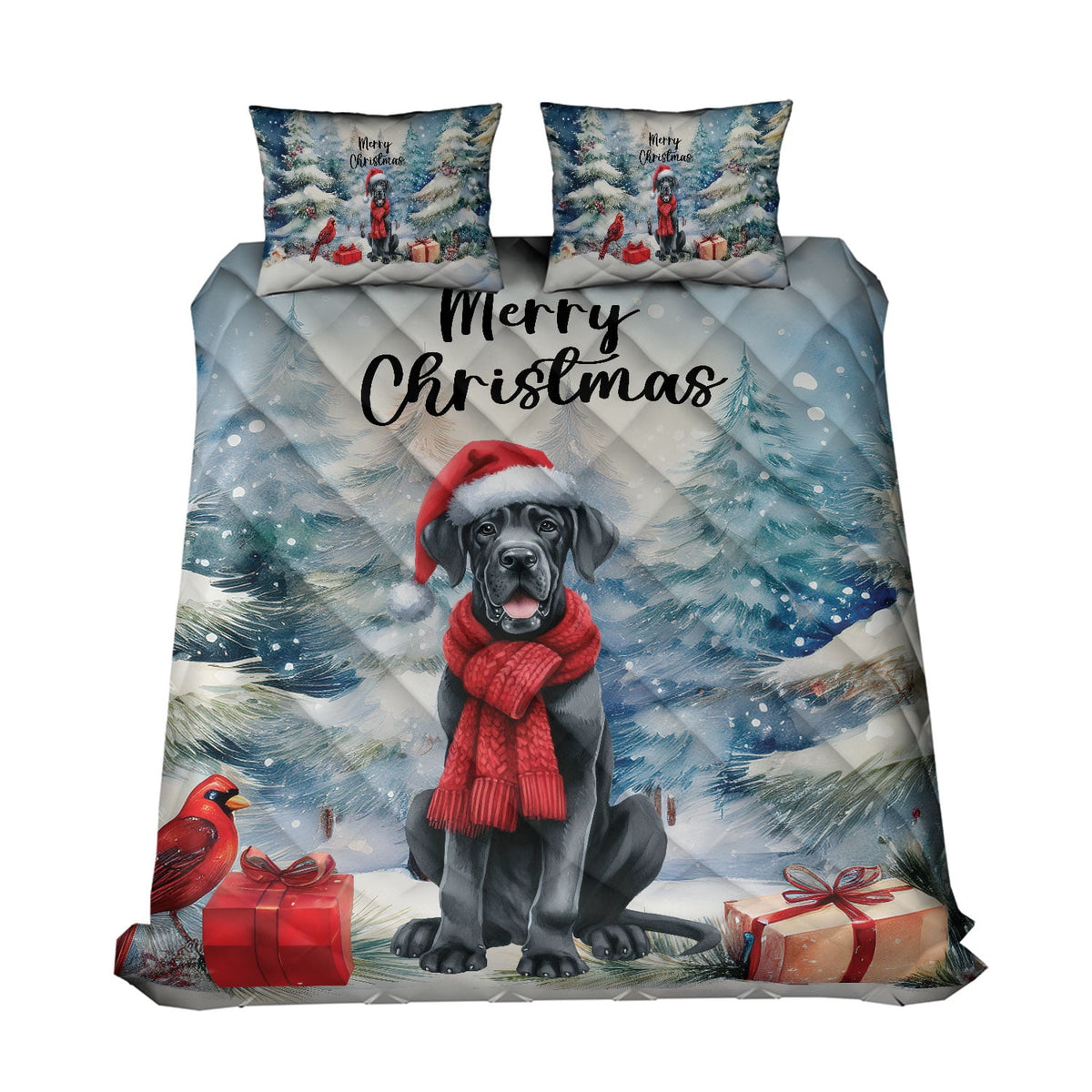 Merry Christmas French Bulldog Enjoys Woofmas Winter Xmas Holiday Quilt Bedding Set Dog Lover Gifts 1 Blanket Bed Cover 2 Pillowcases - 02022