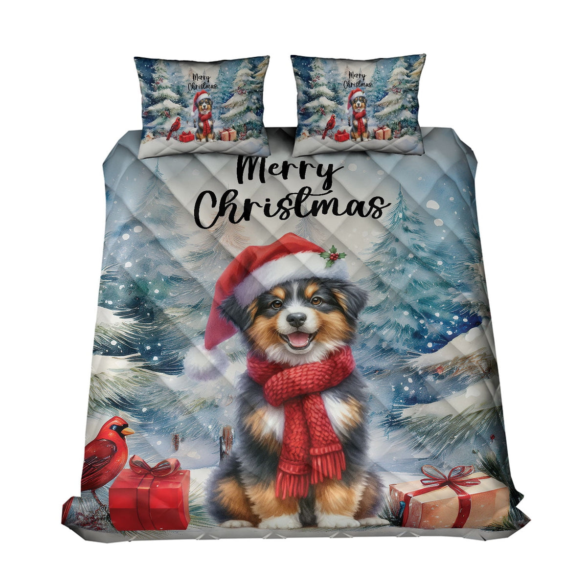 Merry Christmas French Bulldog Enjoys Woofmas Winter Xmas Holiday Quilt Bedding Set Dog Lover Gifts 1 Blanket Bed Cover 2 Pillowcases - 02022