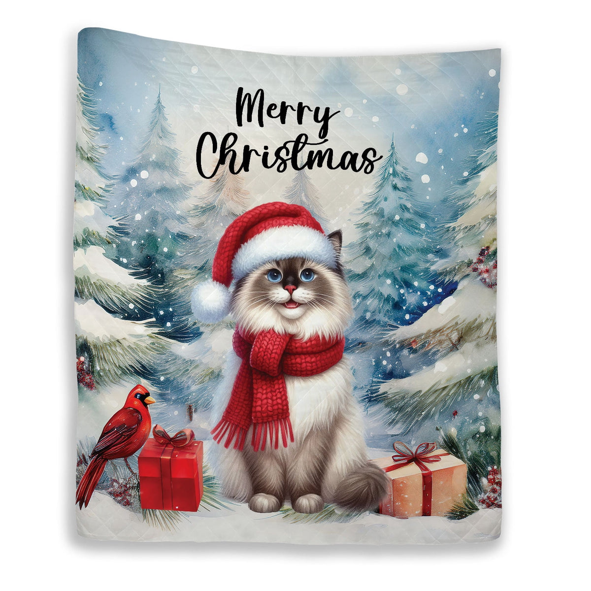 Merry Christmas Sphynx Enjoys Catmas Winter Xmas Holiday Quilt Bedding Set Cat Lover Kitten Owner Gifts Idea 1 Blanket Bed Cover 2 Pillowcases - 02022